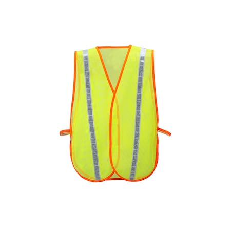 2W International Mesh Vest With Trim and Stripe, Lime 8028A